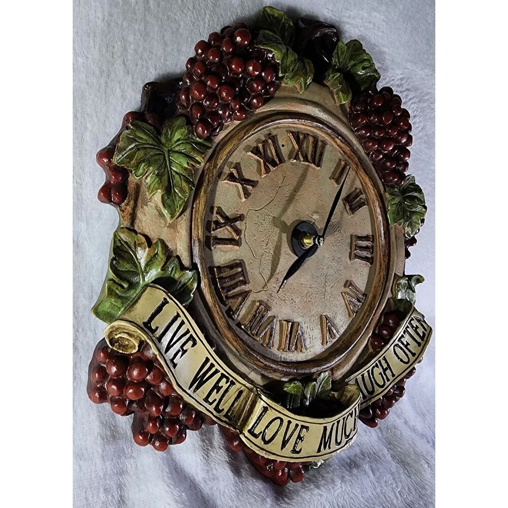 Live, Love, Laugh Grapes Wall Clock- Battery operated